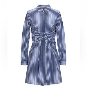 Navy Striped Long Sleeve Dress